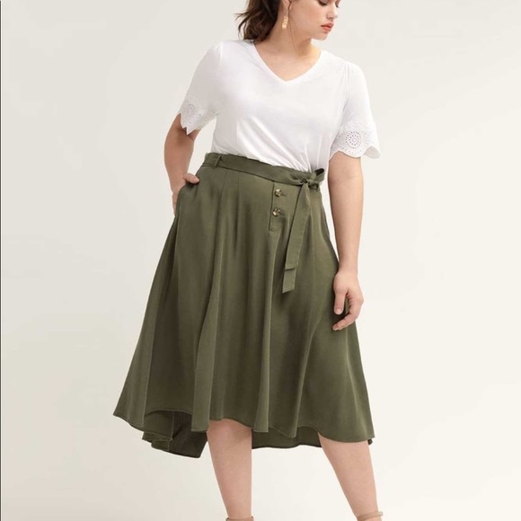 Army Green Midi Length Skirt (Penningtons) - Picture 1 of 5